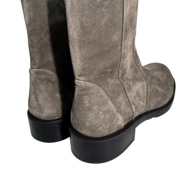 $595 Stuart Weitzman Bold Zip Bootie Charcoal Gray Suede Low Heel Size 9.5 US - Picture 5 of 8